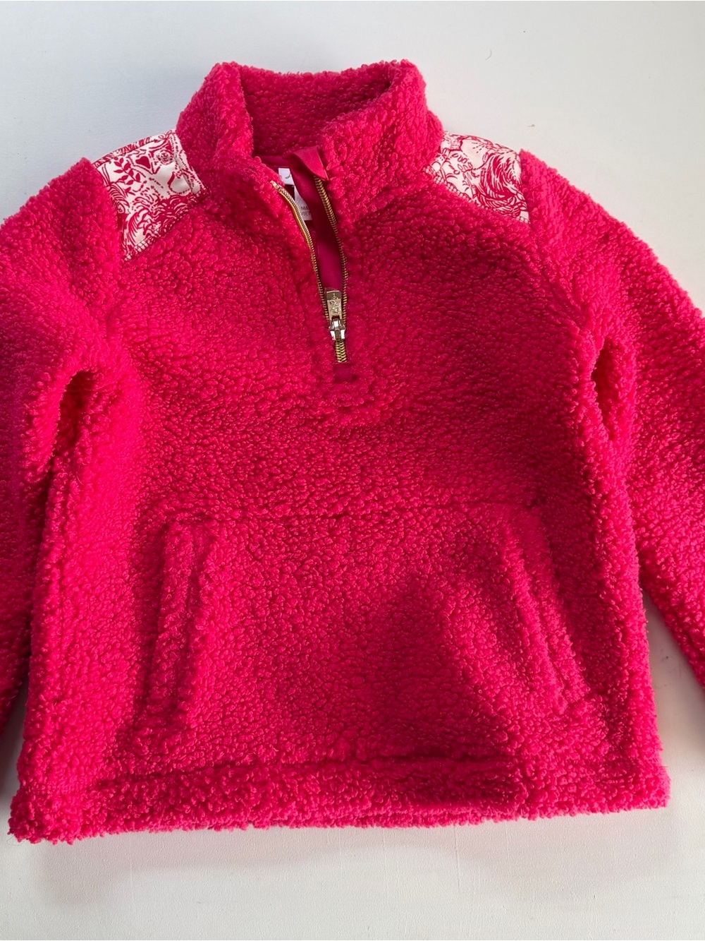 Lilly Pulitzer Girl’s Bright Pink Sherpa Half-Zip Pullover